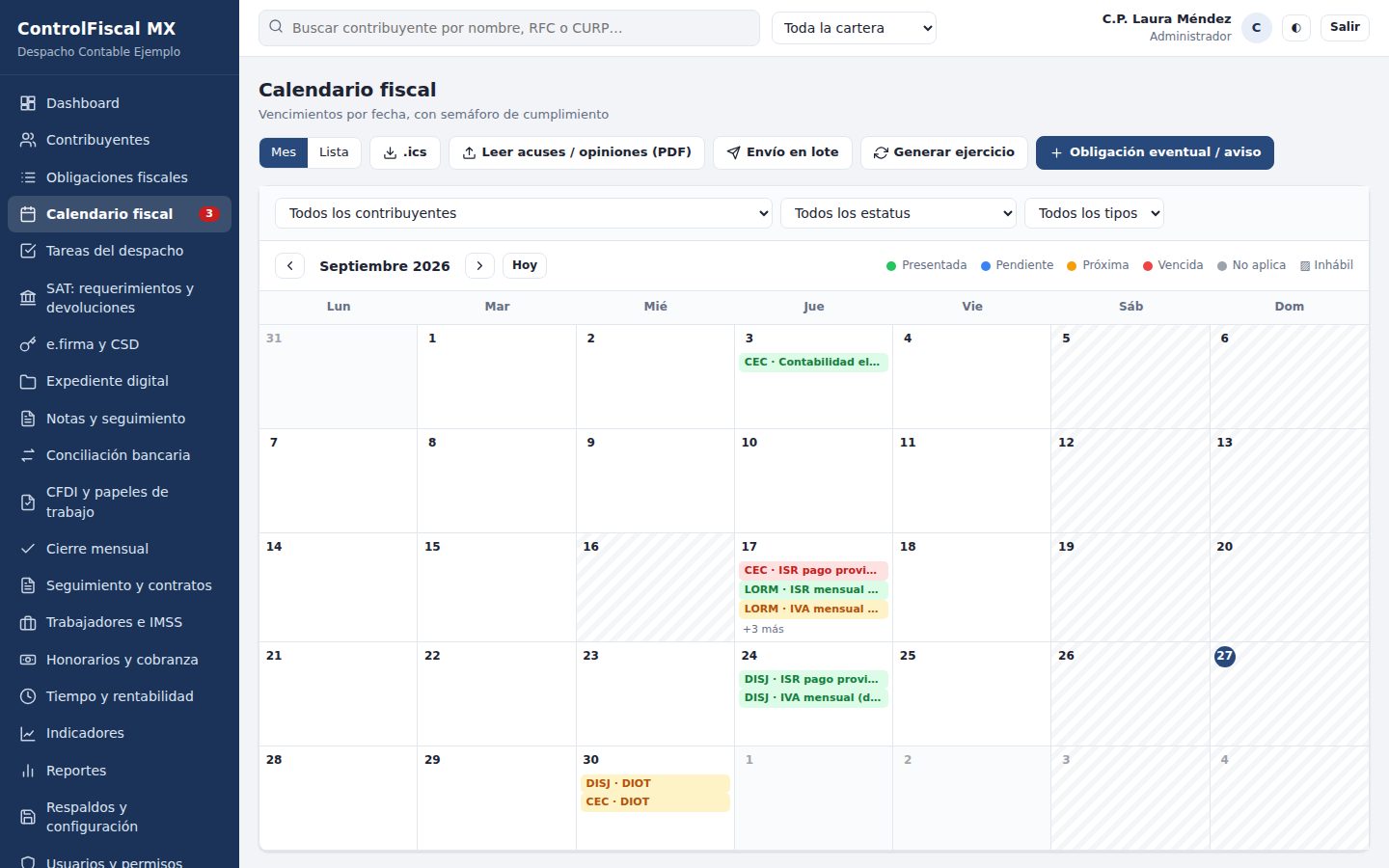 Calendario fiscal mensual